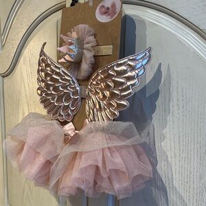 Pink Glitter Angel Wings 🪽 and Tutu Set with Crown 👑 Headband